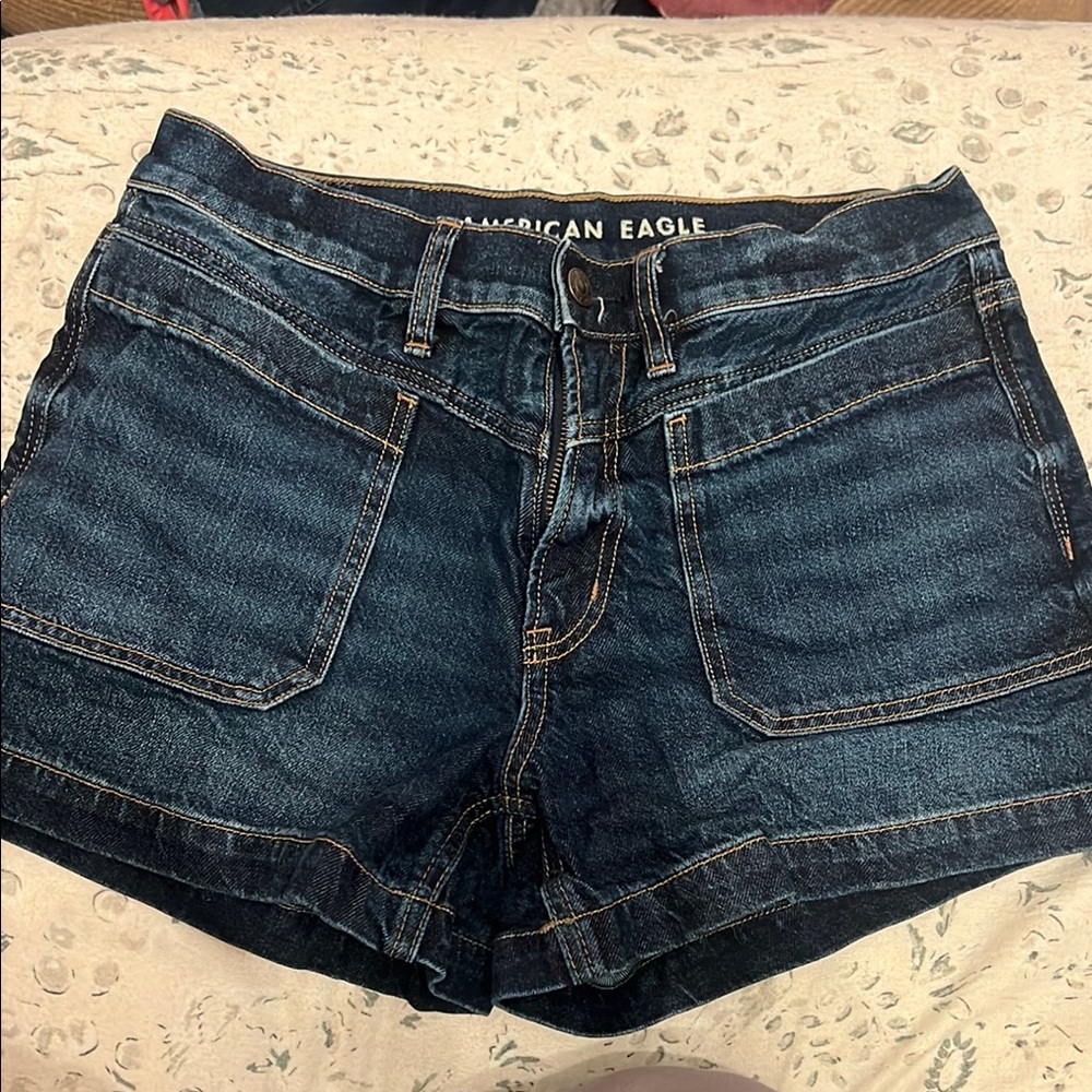American Eagle Outfitters Dark Blue Pocket Denim Shorts